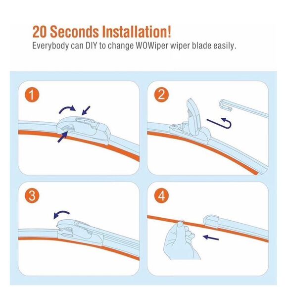 Wowiper Silicone Windshield Wiper Blades Sz 21” and 11” - Picture 4 of 5